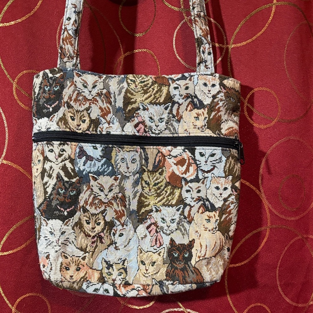 Vintage Wild West Cat tapestry tote bag